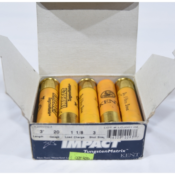 30 Rounds Kent 20 Gauge 3" #3 Shot Ammunition 
