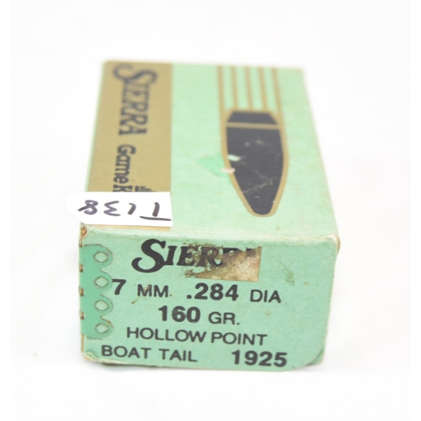 100 Pieces Sierra #1925 .284 via 160gr H.P. B.T. Bullets