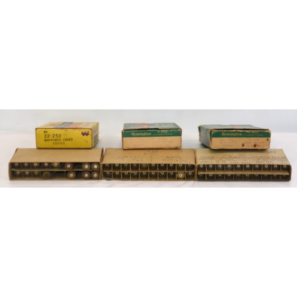 49 Pieces Mixed 22.250 Brass & 6 Rounds Ammunition