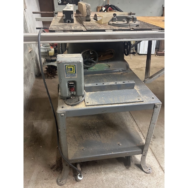Vintage Cast Iron Table Saw on Mobile Base