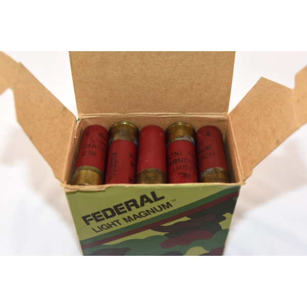 25 Rounds Federal 12 Gauge 1 3/8oz.  2 3/4 " 4 Dram EQ Shot 4 Shot Ammunition 