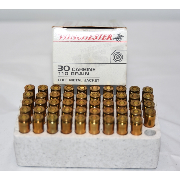 50 Rounds Winchester 30 Carbine 110gr. FMJ Ammunition