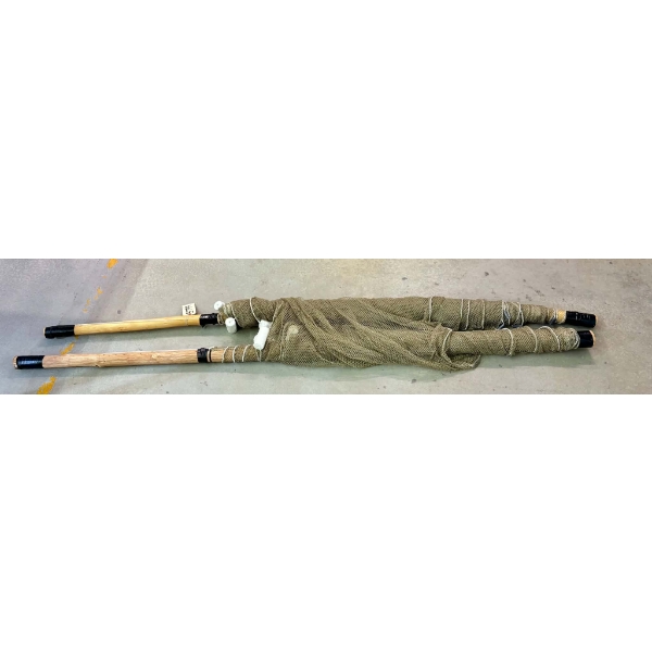 Pair of Seine Fishing Nets with Wooden Poles 