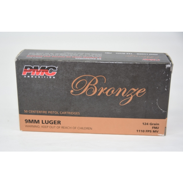 50 Rounds PMC Bronze 9MM Luger 124gr. FMJ Ammunition