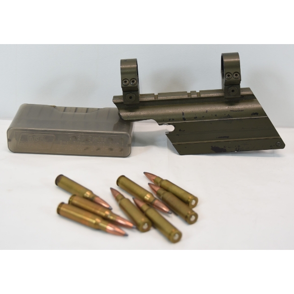 Box Lot 8 Rounds .308 Caliber Ammunition & Scope Mount & MTM Ammo Case