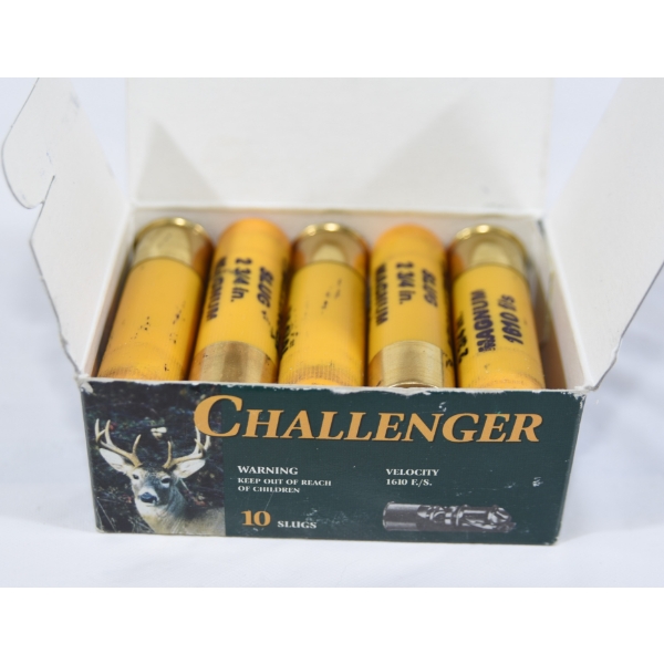 10 Rounds Challenger 20 Gauge 2-3/4" Magnum Slugged Ammunition 