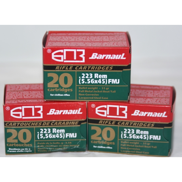 60 Rounds Barnaul .223 Rem 55 Grain Ammunition 