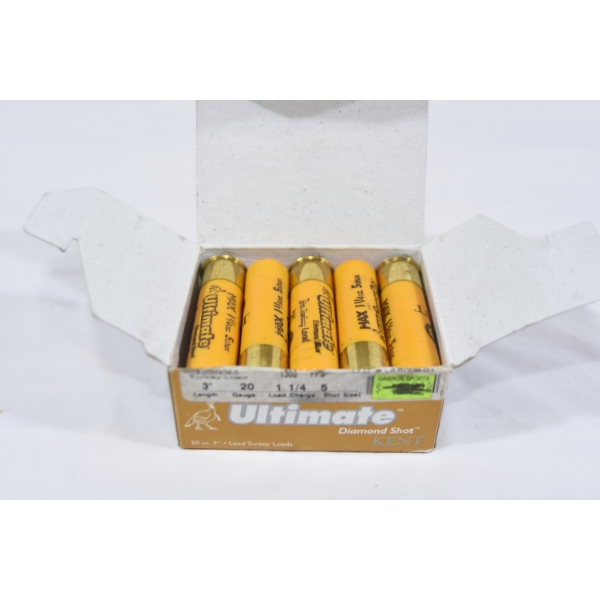 10 Rounds Kent 20 Gauge 3" #5 Shot Ammunition 