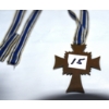 Image 2 : WWII German Mother’s Cross Medal w/ Ribbon – Blue & White Enamel
