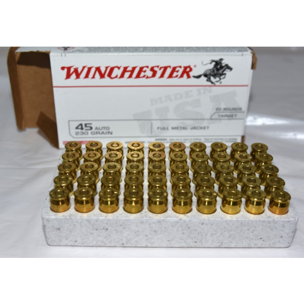 50 Rounds Winchester 45 Auto 230 Grain Ammunition