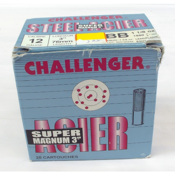 25 Rounds Challenger Steel Acier 12 Gauge 3" BB Shot Ammunition