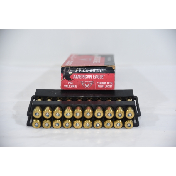 20 Rounds American Eagle 224 Valkyrie 75gr TMJ Ammunition 