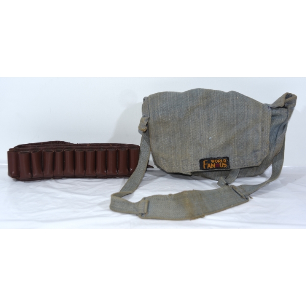 12ga Shotshell Belt and Canvas Shoulder Bag 