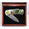 Image 2 : Wildlife Collectible Deer  Folding Knife In Wooden Display Case 