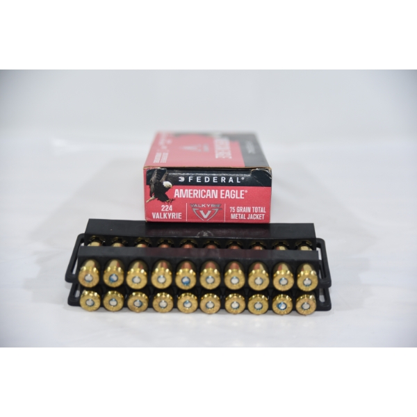 20 Rounds American Eagle 224 Valkyrie 75gr TMJ Ammunition 