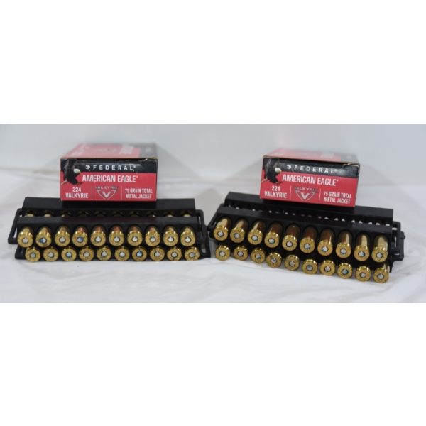 40 Rounds American Eagle 224 Valkyrie 75gr TMJ Ammunition 