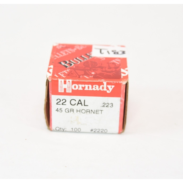 100 Pieces #2220 Hornady 22cal .223 45 gr Hornet Bullets