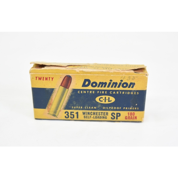 20 Rounds CIL Dominion 351 WSL Caliber 180 Grain SP Ammunition 