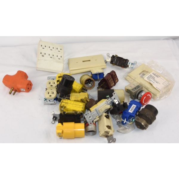 Box Lot  Assorted Electrical Outlets  Sockets & Wall Plates 