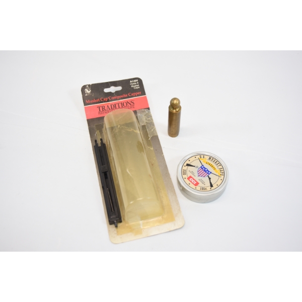 Box Lot Powder Measures, Musket Cap Capper , CCI 0300 Musket Caps