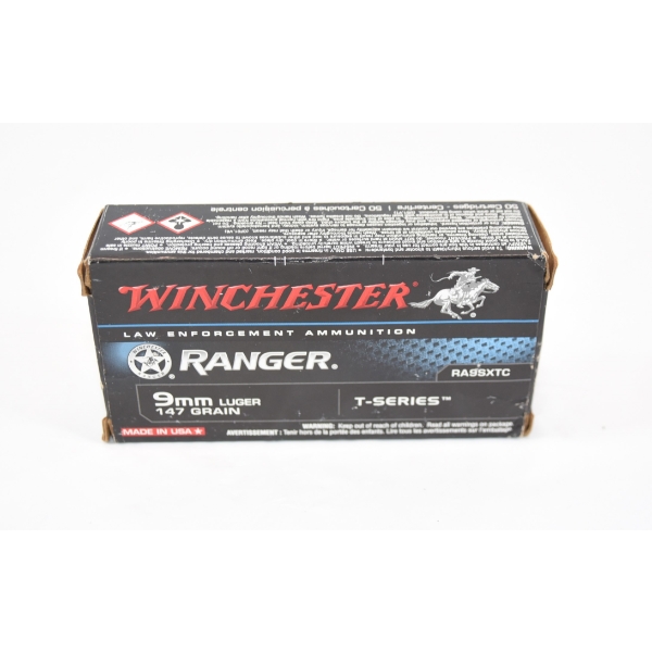 50 Rounds Winchester Ranger™  9mm  147 Grain T-Series Ammunition