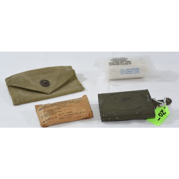 Box Lot Military Pouches & Misc. Military Kits 