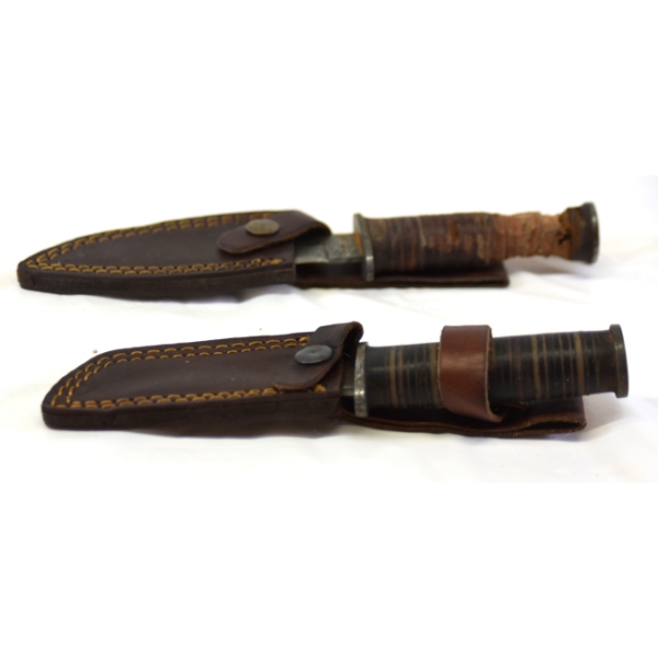 2 Damascus Kabar Bowie Knives W/ Sheaths