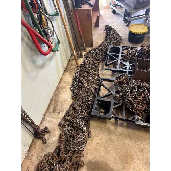 Pair of Tractor Tire Chains – Fits 38" Rear Tires + Extra Chain & Repair Links