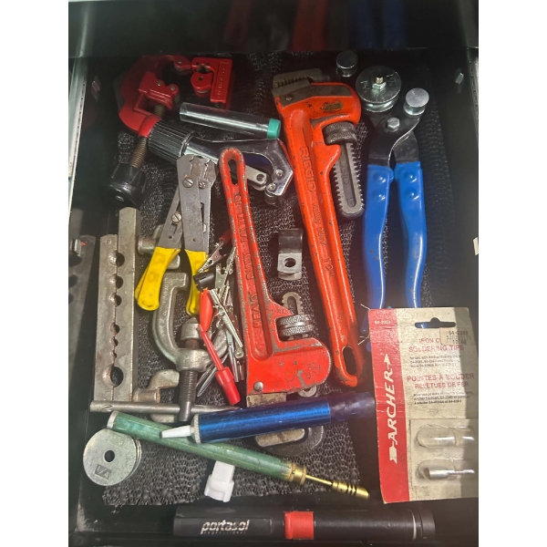 RIDGID Pipe Wrenches, Tubing Cutter, Flaring Tool & Assorted Plumbing/Electrical Tools Lot