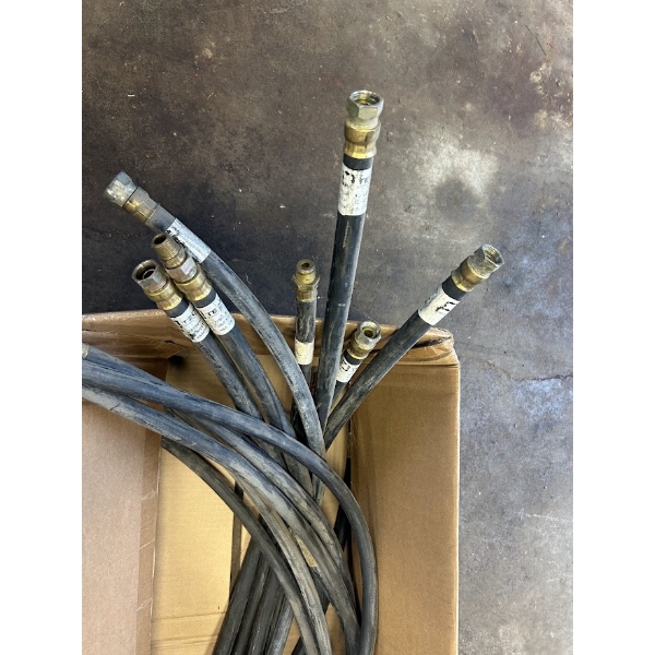 Box Lot of Rubber Hose Assemblies w/ Brass Fittings