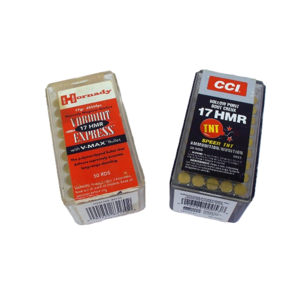 45 Rounds CCI 17 HMR 17gr TNT H.P. & 45 Rounds Hornady HMR 17gr V Max Ammunition