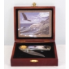 Image 1 : Collectible Eagle Head Folding  Knife In Wooden Display Case