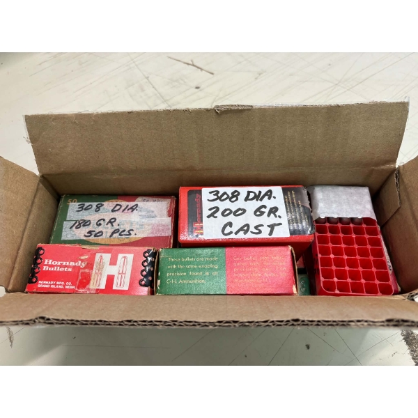 4.75kg Box of Assorted Brand .308 & 30-06 Caliber Bullets 180gr and 200gr for Reloading 