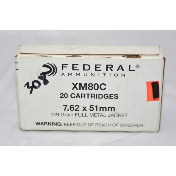 20 Rounds Federal 7.62x51 149gr FMJ Ammunition 