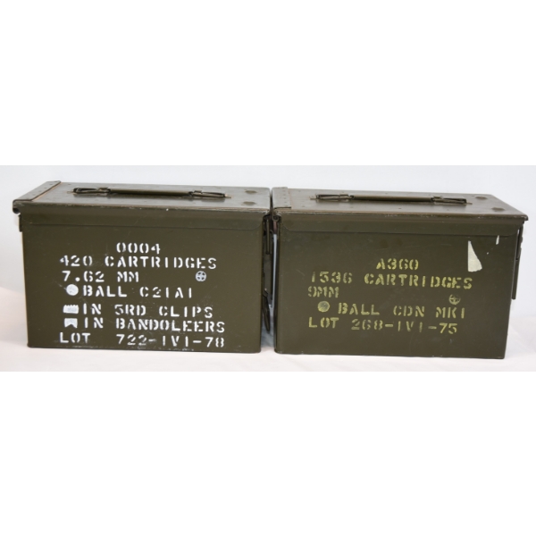 2 Military Style Steel Ammunition Cans