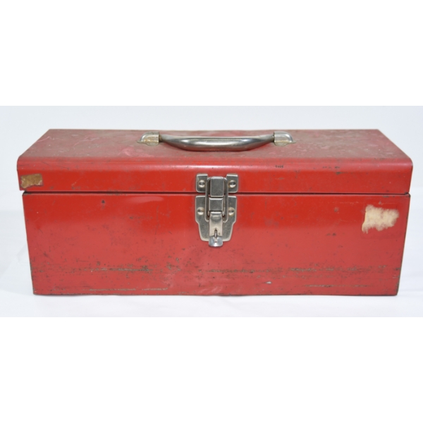 Box Lot Metal Tool Box No Tray With Handgun Case Rifle Sock 3 Lathe Cutting Tools