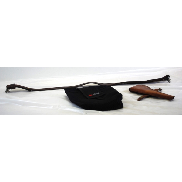 Competitive Edge Dynamics Brass Pouch & Brown Leather Gun Holster - Leather Cobra Gun Sling