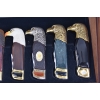 Image 3 : Franklin Mint Eagle Set Knives In Wooden Display & 6 Franklin Mint Collector Knives Pouches 