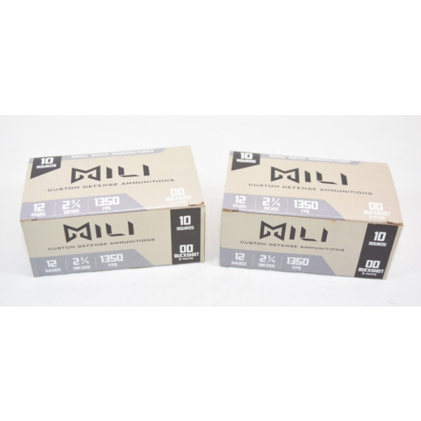 20 Rounds MILI Ammo Custom Defense Ammunition 12 Gauge 2-3/4" 00 Buckshot Ammunition