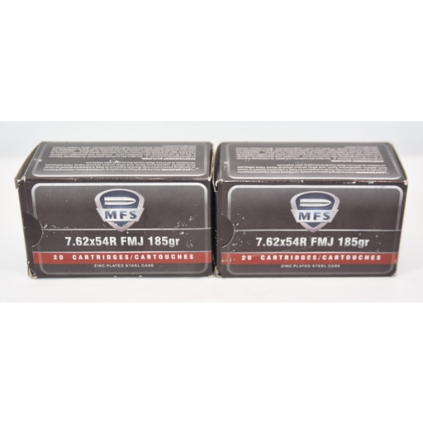 40 Rds. MFS 7.62 x 54R FMJ 185gr Ammunition 