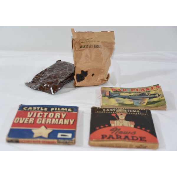 Box Lot Military Accessories Castle Films & War Plane Book