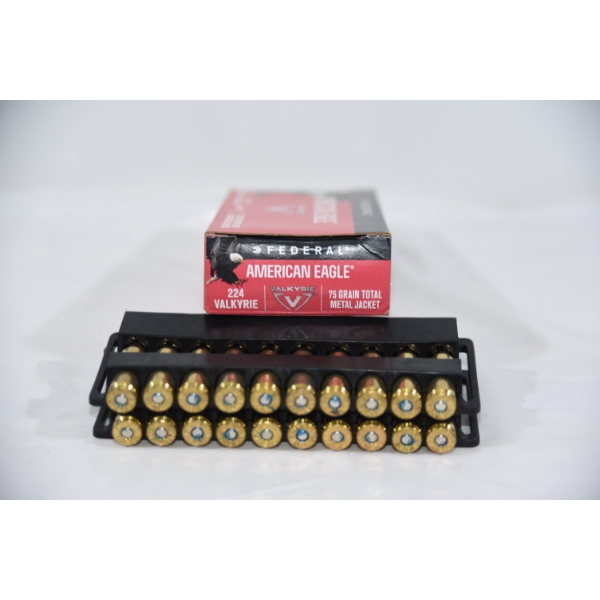 20 Rounds American Eagle 224 Valkyrie 75gr TMJ Ammunition 