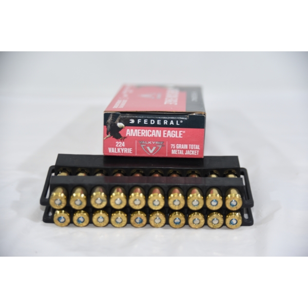 20 Rounds American Eagle 224 Valkyrie 75gr TMJ Ammunition 