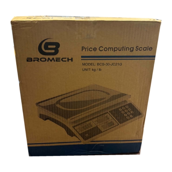 Bromech Digital Price Computing Scale – Model BCS-30-JC21G, 30 kg / 66 lb Capacity, kg/lb (In Box)