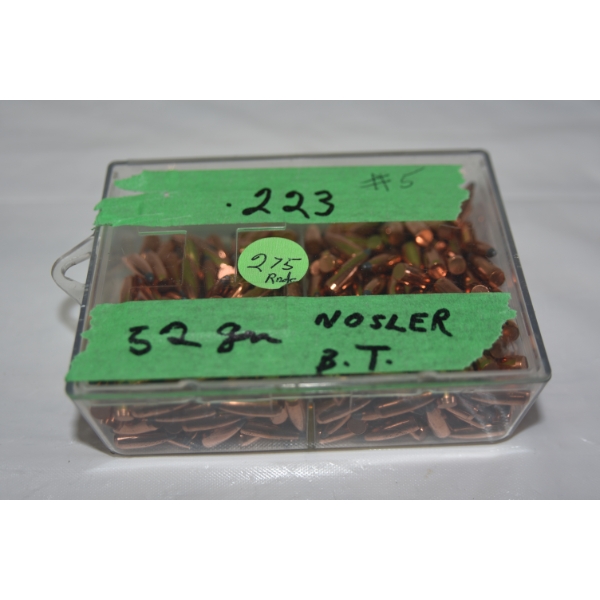 275 Pieces Nosler .223cal 52gr. Bullets