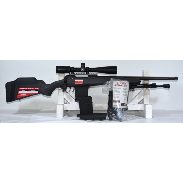 Savage Model 110 Tactical Bolt Action .308 Win Caliber Rifle With Scope & Accessories