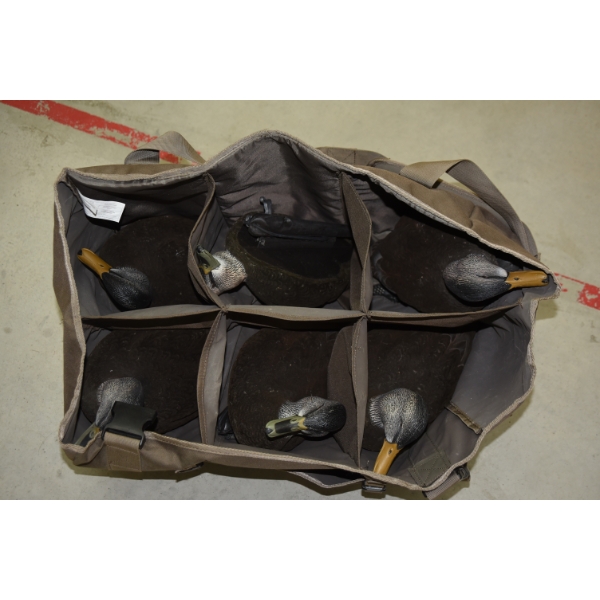 6 Black Ducks Flocked AxianX W/ Cabela's Northern Flight Bag