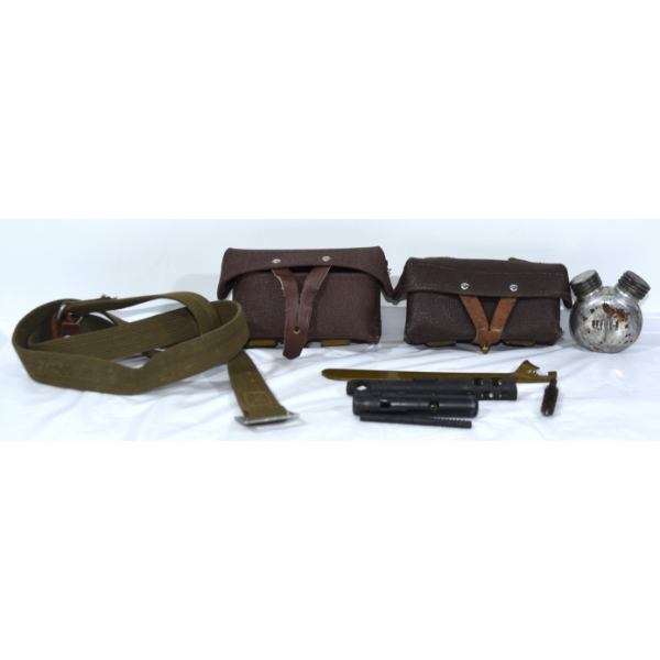 2 Russian Ammunition Pouches, oil Bottle and Brush 