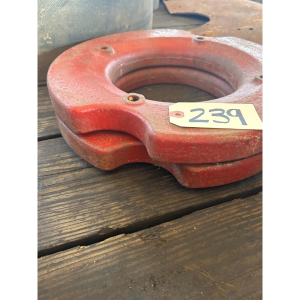 Pair of Red Cast Iron Tractor Wheel Weights