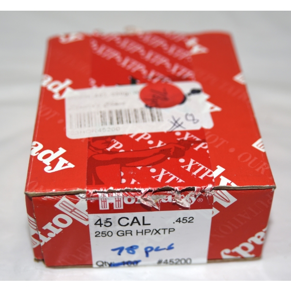 78 Pieces Hornady 45cal. 250gr. HP Ammunition